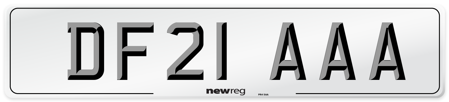 DF21 AAA Number Plate from New Reg